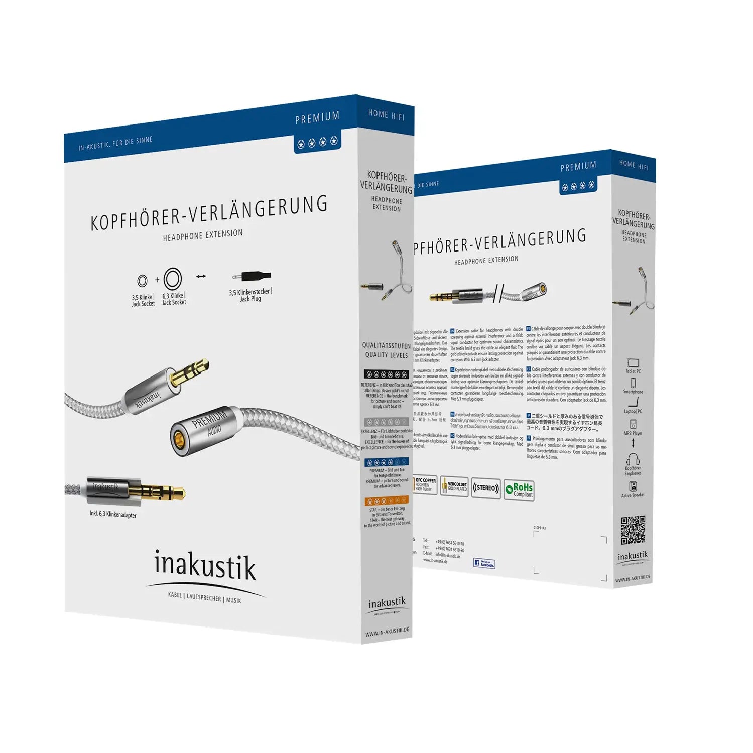 Premium 3.5mm Jack Verlengkabel met 6.3mm Adapter - InAkustik - The New Sound
