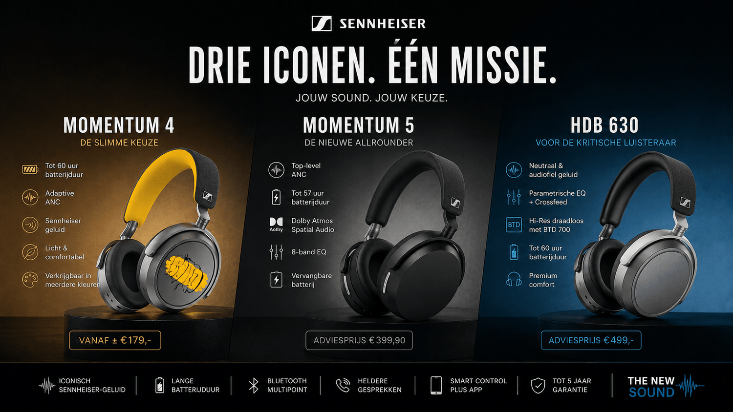 Sennheiser Momentum 4 vs Momentum 5 vs HDB 630 – welke draadloze hoofdtelefoon past bij jou? - The New Sound